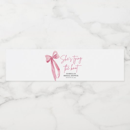 Blush Pink Bow Sie bindet das Brautparty des Knote Wasserflaschenetikett (Einzelnes Label)