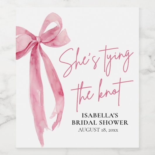 Blush Pink Bow Sie bindet das Brautparty des Knote Weinetikett (Einzelnes Label)