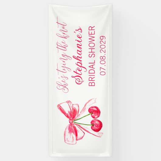 Blush Pink Bow Sie bindet das Knoten-Brautparty Banner (Vertikal)