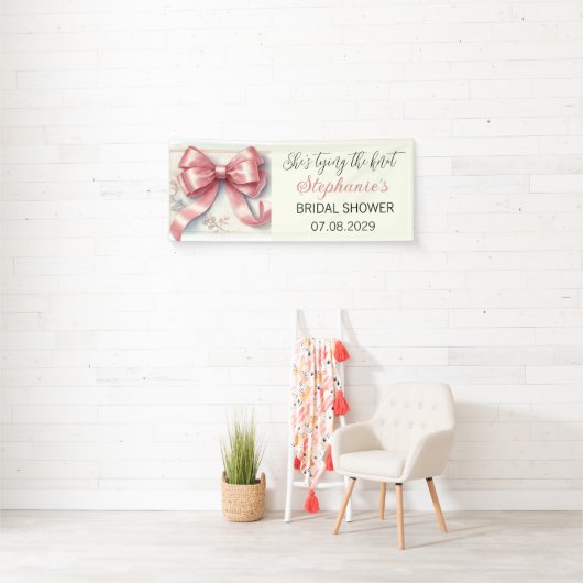 Blush Pink Bow Sie bindet das Knoten-Brautparty Banner (Insitu)