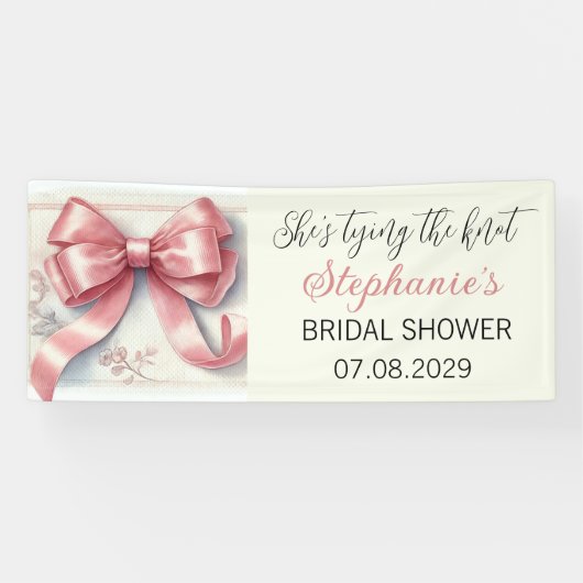 Blush Pink Bow Sie bindet das Knoten-Brautparty Banner (Horizontal)