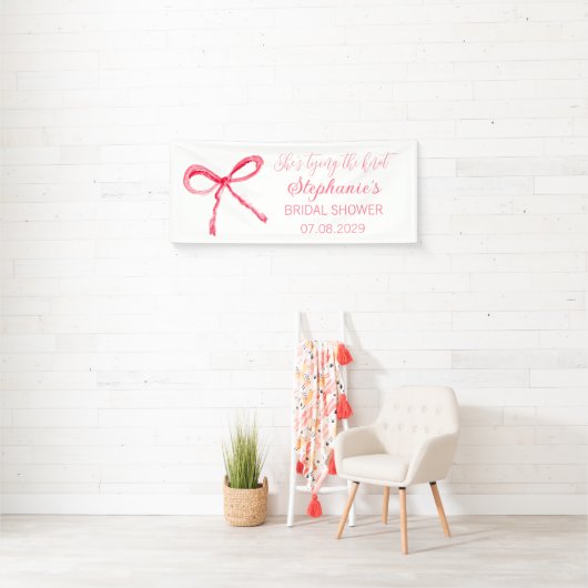 Blush Pink Bow Sie bindet das Knoten-Brautparty Banner (Insitu)