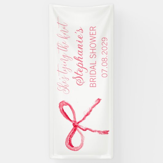Blush Pink Bow Sie bindet das Knoten-Brautparty Banner (Vertikal)