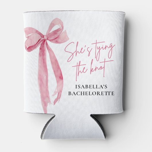 Blush Pink Bow Sie bindet den Knoten Bachelorette Dosenkühler (Vorderseite)
