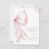 Blush Pink Bow Sweet 16 Birthday Dankeskarte (Rückseite)