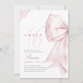 Blush Pink Bow Sweet 16 Birthday Einladung (Vorderseite)