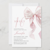 Blush Pink Bow Sweet 16 Birthday Invitation Einladung (Vorderseite)