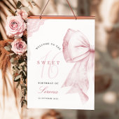 Blush Pink Bow Sweet 16 Birthday Poster