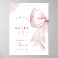 Blush Pink Bow Sweet 16 Birthday
