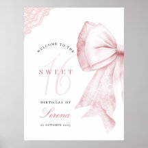 Blush Pink Bow Sweet 16 Birthday