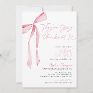 Blush Pink Bow Theyre Zähmung des Knotens Brautpar Einladung