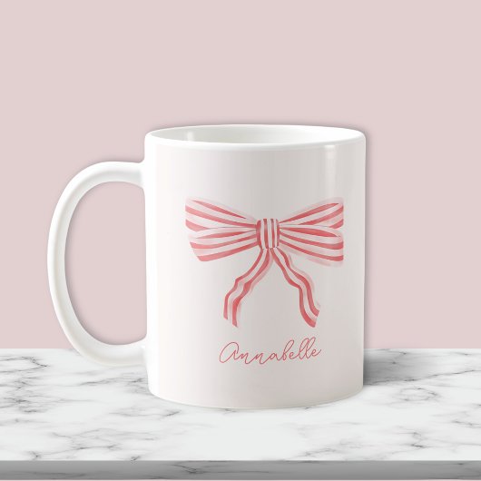 Blush Pink Bow und Vorname Kaffeetasse