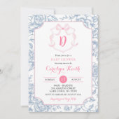 Blush Pink Bow Wasserfarbe Großsäulendusche Einladung (Vorderseite)