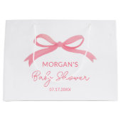 Blush Pink Bow Watercolor Babydusche Große Geschenktüte (Vorderseite)
