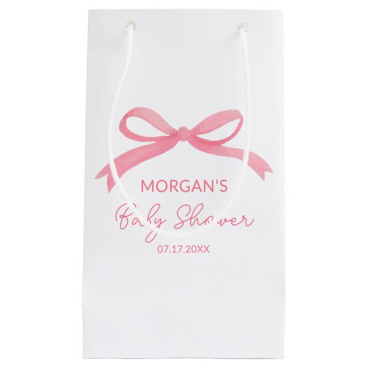 Blush Pink Bow Watercolor Babydusche Kleine Geschenktüte (Vorderseite)