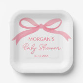 Blush Pink Bow Watercolor Babydusche Pappteller (Vorderseite)