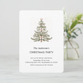 Blush Pink Bow Watercolor Christmas Tree Party Einladung (Stehend Vorderseite)
