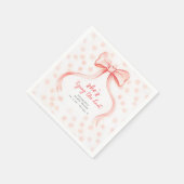 Blush Pink Bow Whimsical Minimalist Bridal Shower Serviette (Ecke)