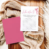 Blush Pink Bow Who I Brautparty Game Card Einladung