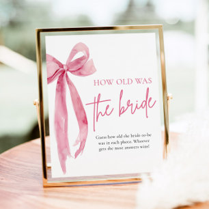 Blush Pink Bow wie alt war das Brautparty der Brau Poster