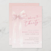 Blush Pink Bow Winter Cheers to Thirty Birthday Einladung (Vorne/Hinten)