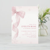 Blush Pink Bow Winter Snowflake 16th Birthday Einladung (Stehend Vorderseite)