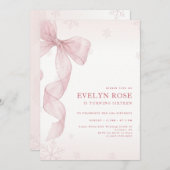 Blush Pink Bow Winter Snowflake 16th Birthday Einladung (Vorne/Hinten)