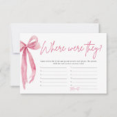 Blush Pink Bow, wo sie Brautparty Game waren Einladung (Vorderseite)