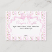 Blush Pink Bows Floral Elegante Baby Dusche Windel Begleitkarte (Vorderseite)