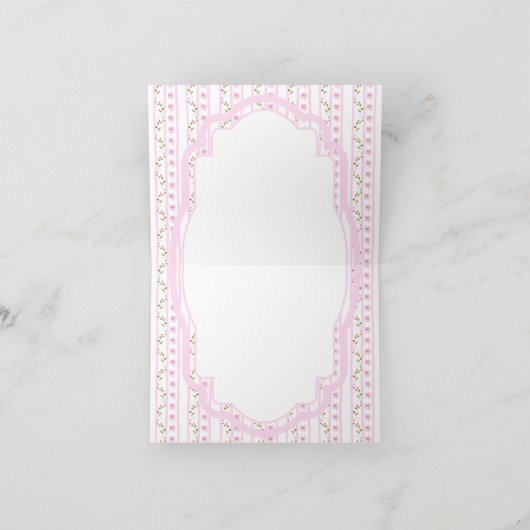 Blush Pink Bows Floral Elegante Babydusche Dankeskarte (Innenseite)