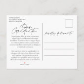 Blush Pink & Brass Calligraphy Foto Abschluss Ankündigungspostkarte (Rückseite)