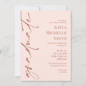 Blush Pink Brass Typografy Graduation Party Einladung (Vorderseite)