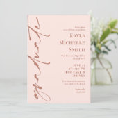 Blush Pink Brass Typografy Graduation Party Einladung (Stehend Vorderseite)