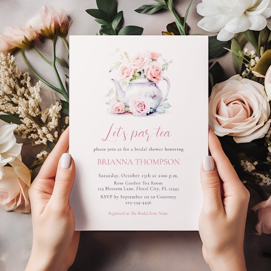 Blush Pink Brautparty Tee Party Einladung