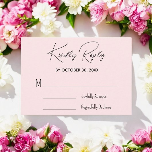 Blush Pink Brautparty Wedding RSVP Card
