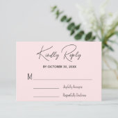 Blush Pink Brautparty Wedding RSVP Card (Stehend Vorderseite)
