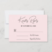Blush Pink Brautparty Wedding RSVP Card Karte (Vorderseite)