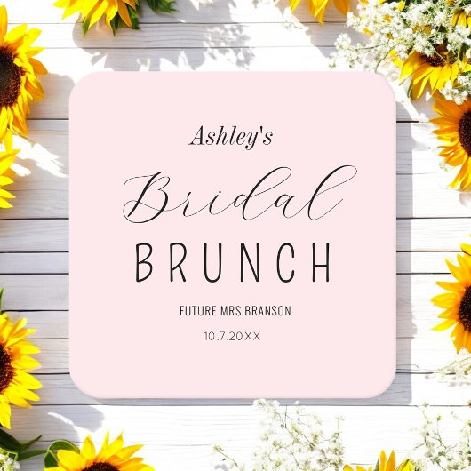 Blush Pink Bridal Brunch Paper Untersetzer