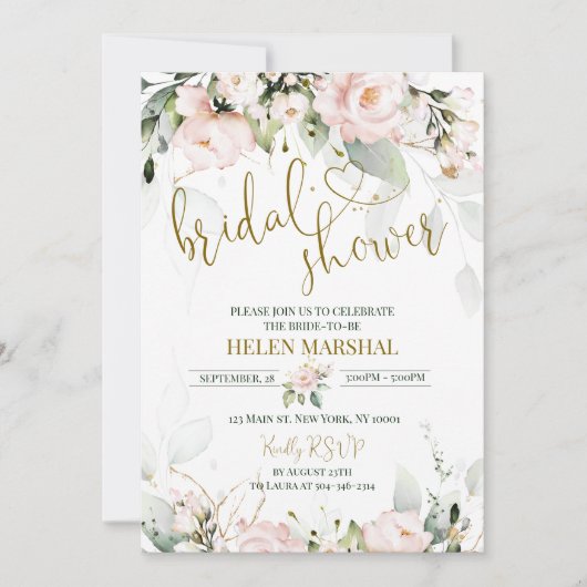 Blush Pink Bridal Dusche Einladung (Vorderseite)