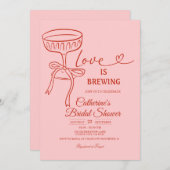 Blush Pink Bridal Shower Love Is Brewing Theme Einladung (Vorne/Hinten)
