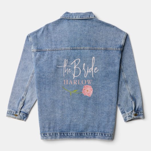 BLUSH PINK BRIDE DENIM JACKET Hochzeit Jeansjacke (Rückseite)