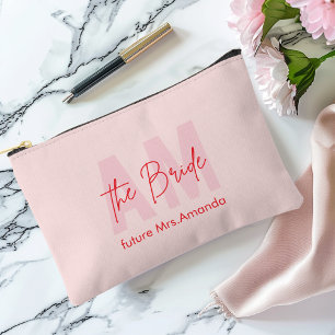 Blush Pink Bride-Geschenk Individuelle Name Zubehörtasche