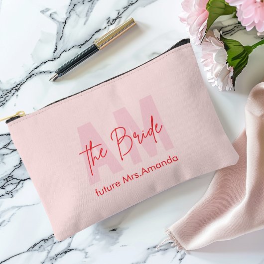 Blush Pink Bride-Geschenk | Individuelle Name Zubehörtasche