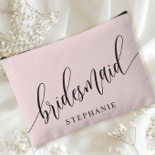 Blush Pink Bridesmaid Moderne Kalligrafie Zubehörtasche