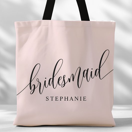 Blush Pink Bridesmaid Modernes Skript Tasche