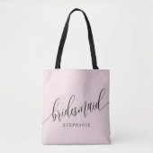 Blush Pink Bridesmaid Modernes Skript Tasche (Vorderseite)
