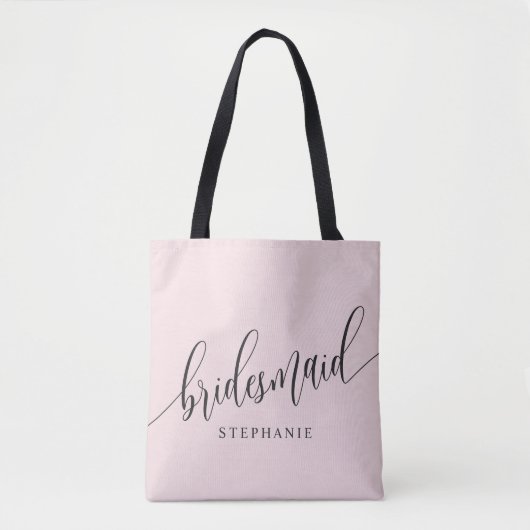 Blush Pink Bridesmaid Modernes Skript Tasche (Vorderseite)