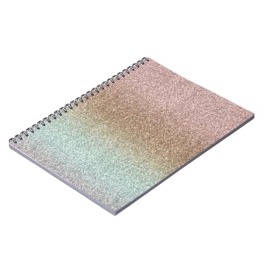 Blush Pink Bronze Minze Sparkle Glitzer Notizblock (Linke Seite)