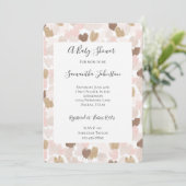 Blush Pink Brown Cream Hearts Baby Shower Einladung (Stehend Vorderseite)