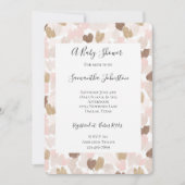 Blush Pink Brown Cream Hearts Baby Shower Einladung (Vorderseite)
